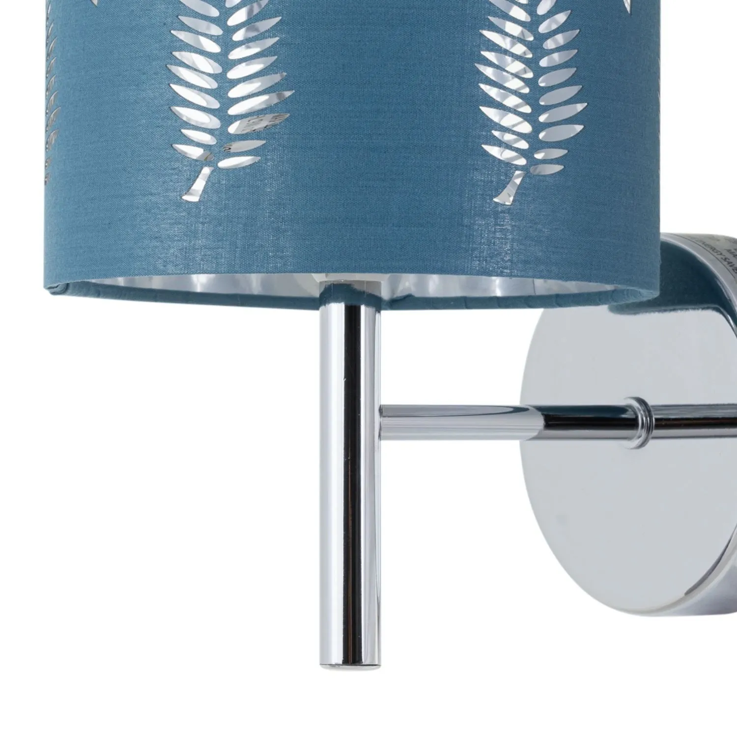 First Choice Lighting Brea - Chrome Wall Light with Teal Fern Shade in Silver 2