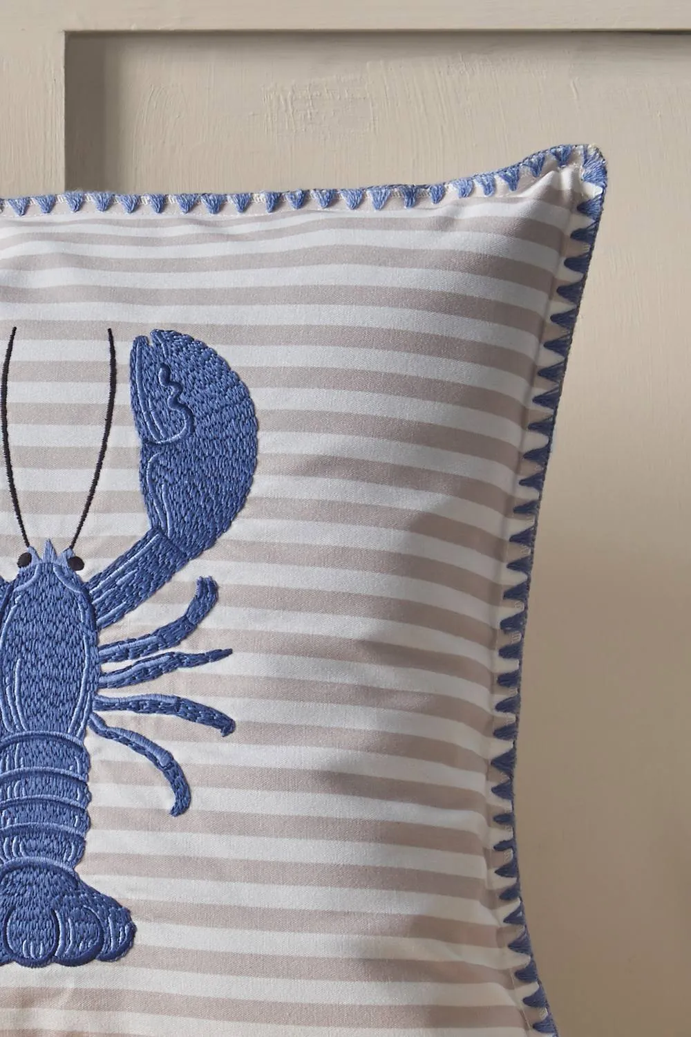 Catherine Lansfield 'Lobster' Embroidered Cushion in Blue 2