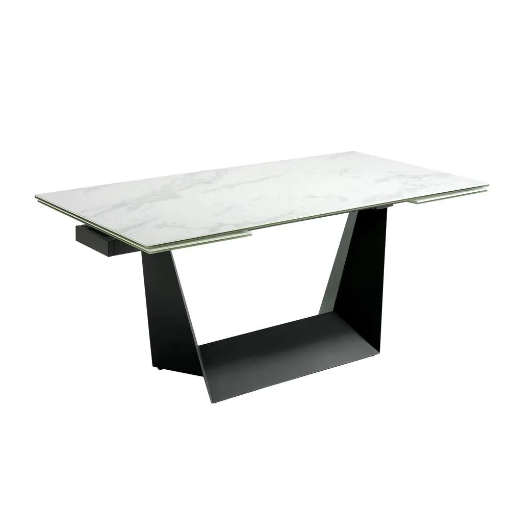 Angel Cerda Extendable Dining Table, Porcelain Marble Top, Black 6