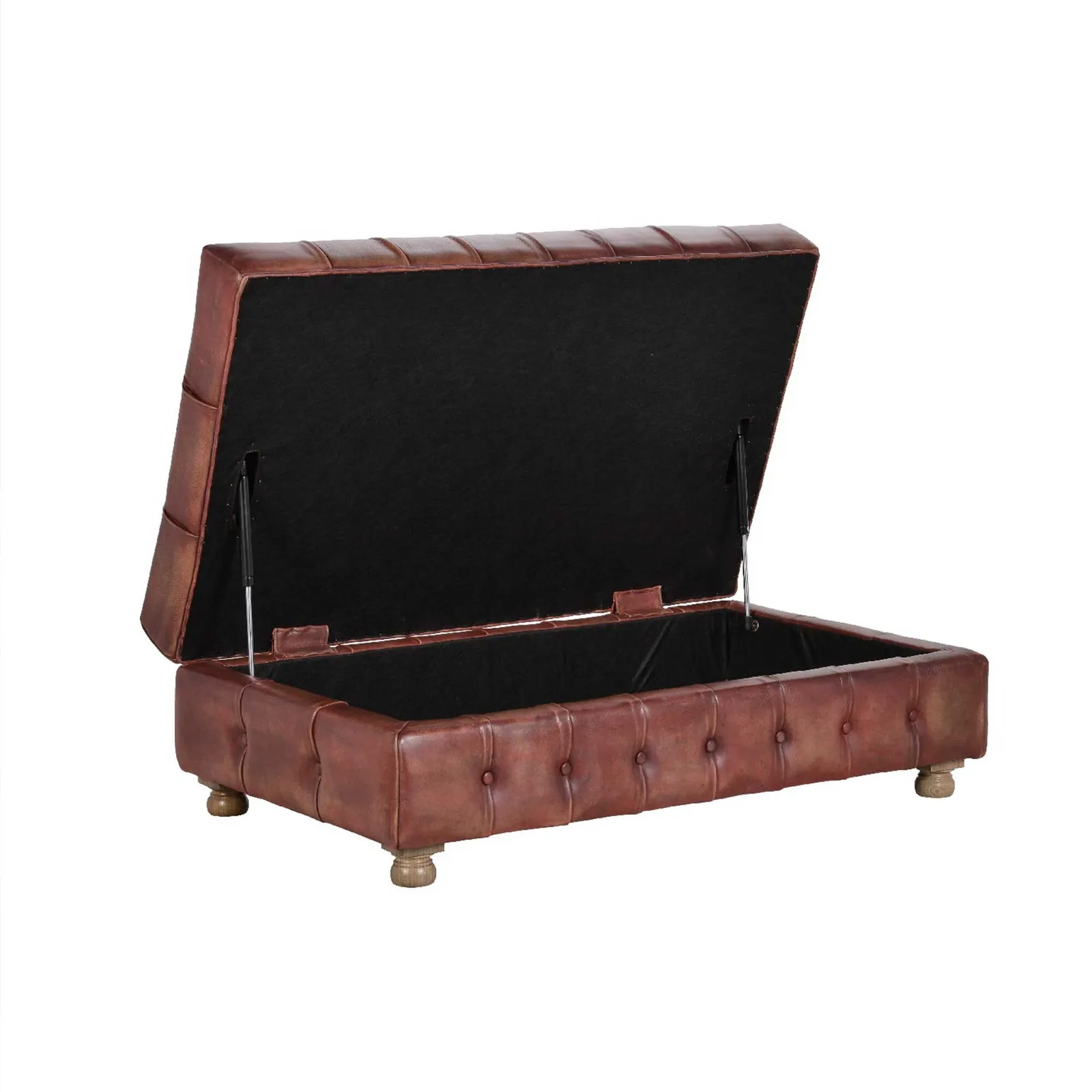 Timothy Oulton Westminster Button Medium Store Footstool, Red Leather | Barker & Stonehouse 5
