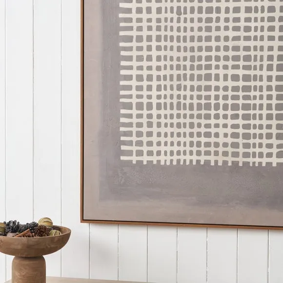 Brown & Natural Grid Design Framed Canvas 3
