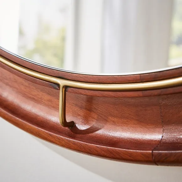Mango Wood & Metal Round Wall Mirror 2