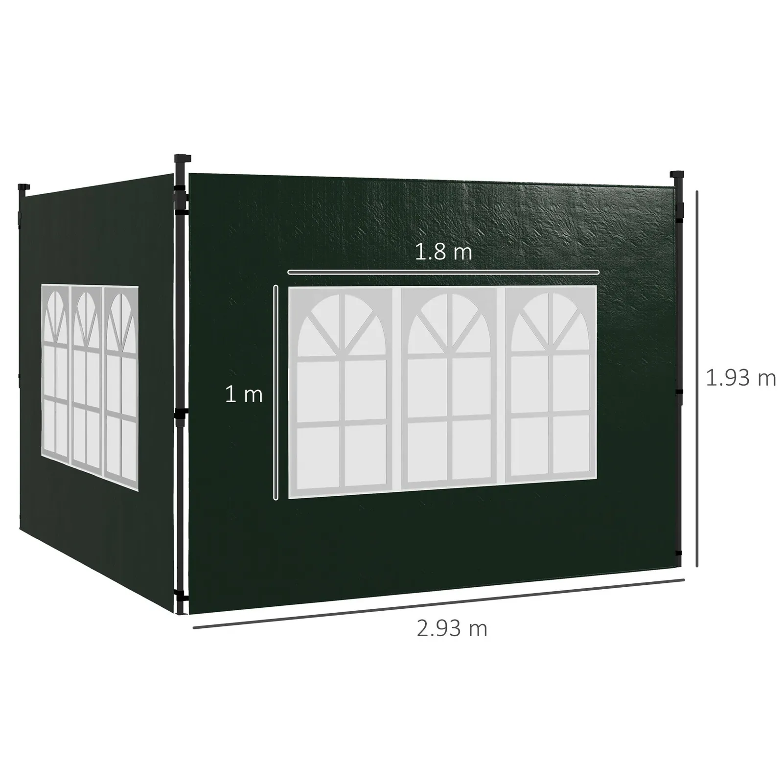OUTSUNNY Gazebo Side Panels for 3x3(m) or 3x6m Gazebo Canopy, 2 Pack in Green 3