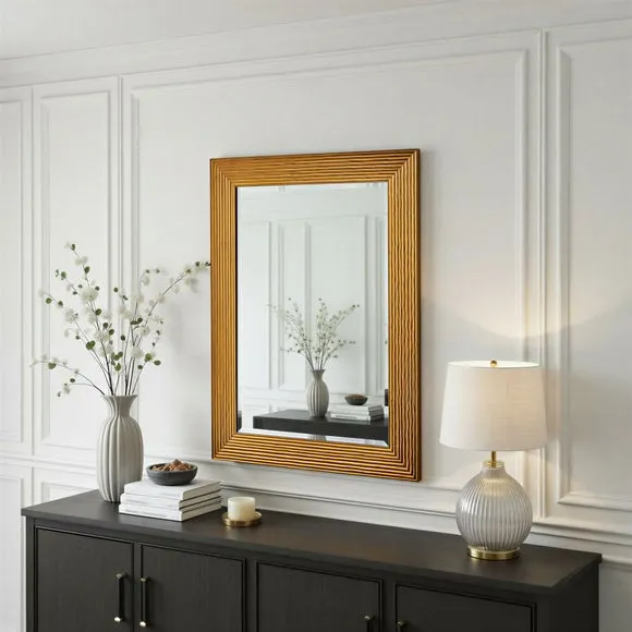 Yearn Wave Framed Bevelled Rectangle Wall Mirror 3