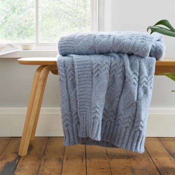 Bianca Cosy Soft Cable Knit Throw Blanket 130cm x 170cm