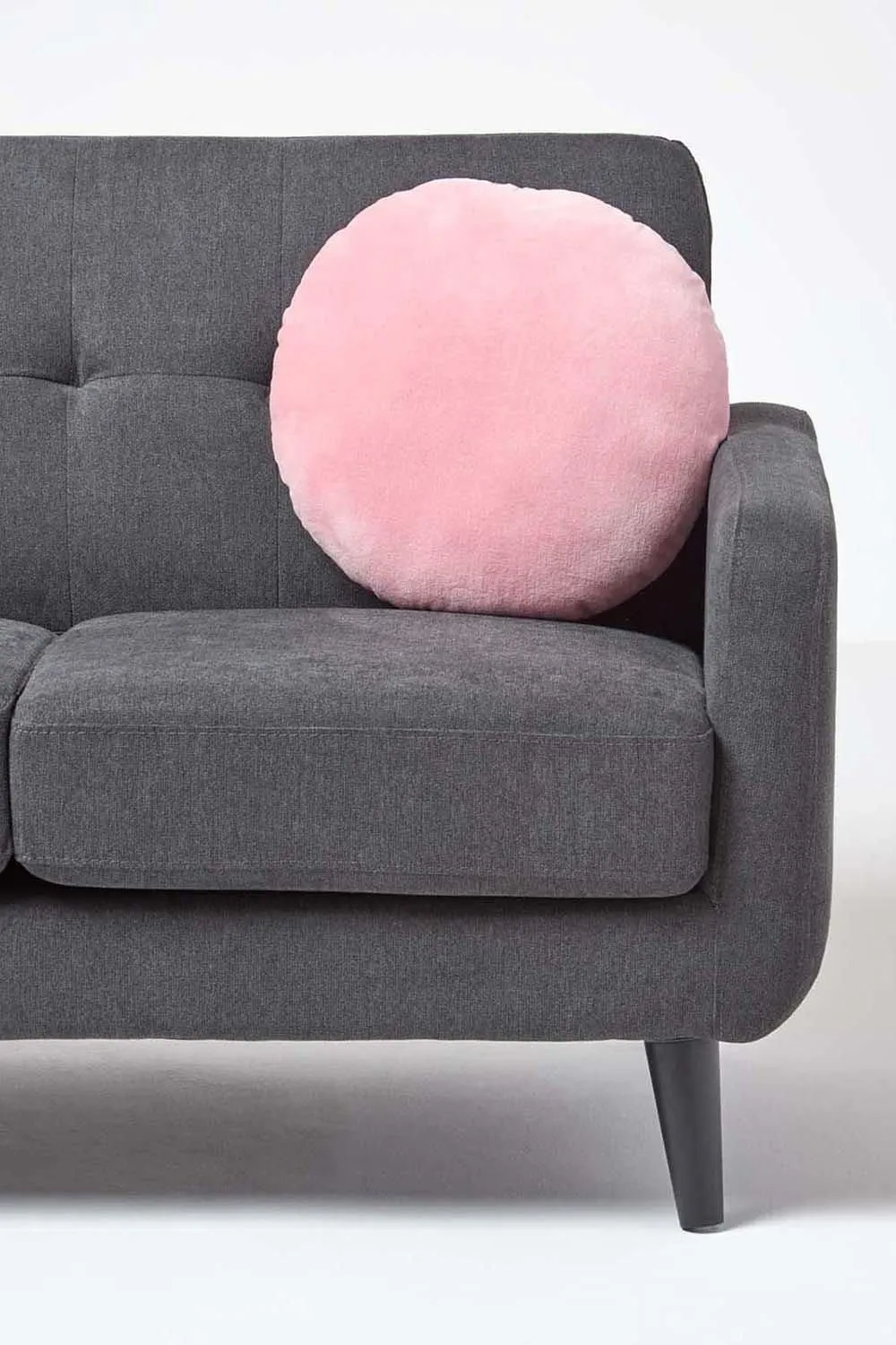 Homescapes Velvet Cushion, 40 cm Round in Pink 4