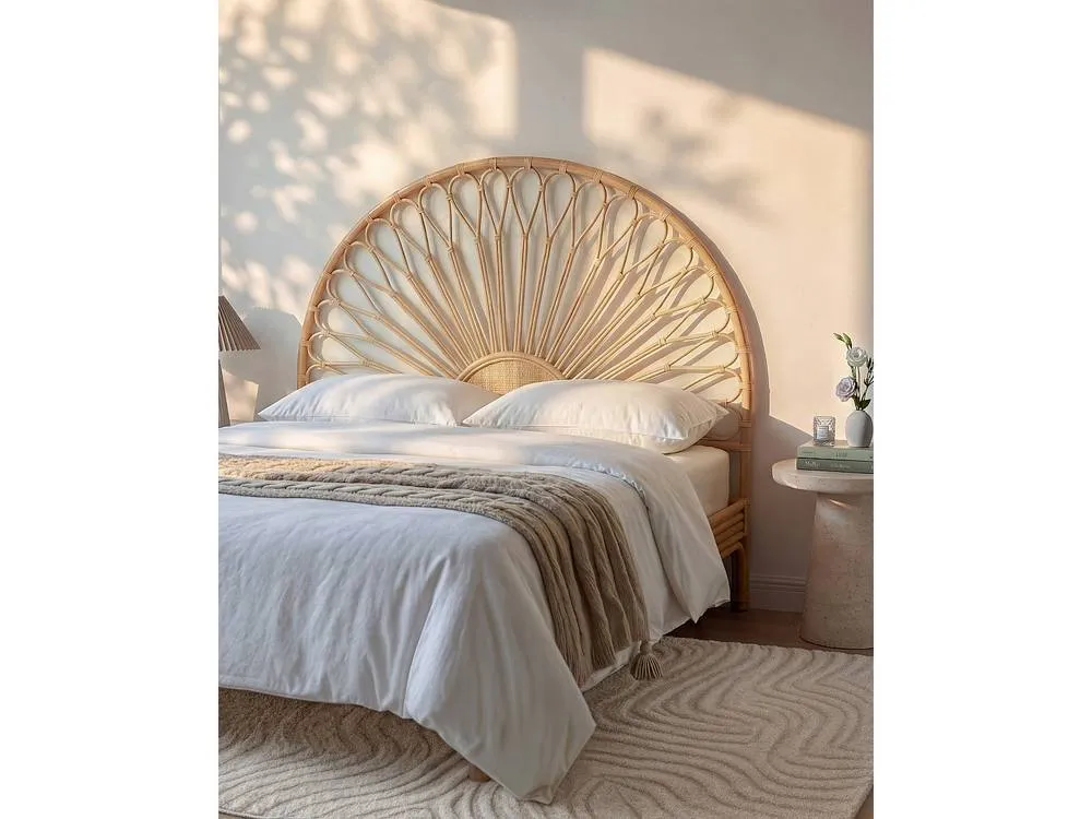 Vente-unique 160 Cm Headboard - Rattan - Natural - SOLIA in Light Oak