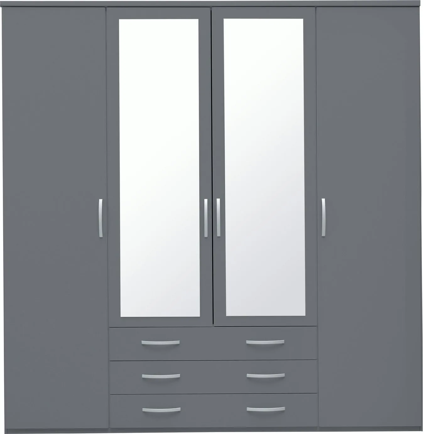 Argos Home Hallingford 4 Door 3 Drawer Mirror Wardrobe -Grey