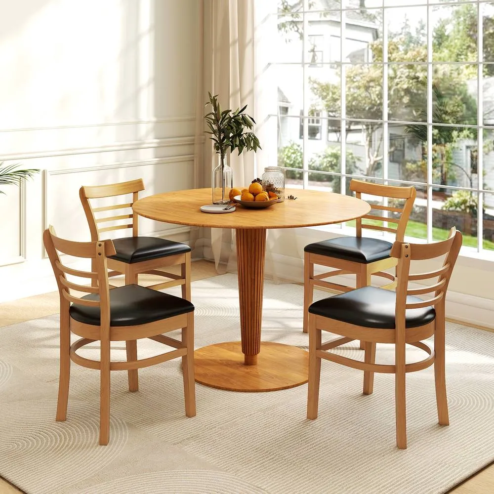Costway Modern Dining Chair Set of 2 PU Leather Upholstered Kitchen Chair in Natural 6
