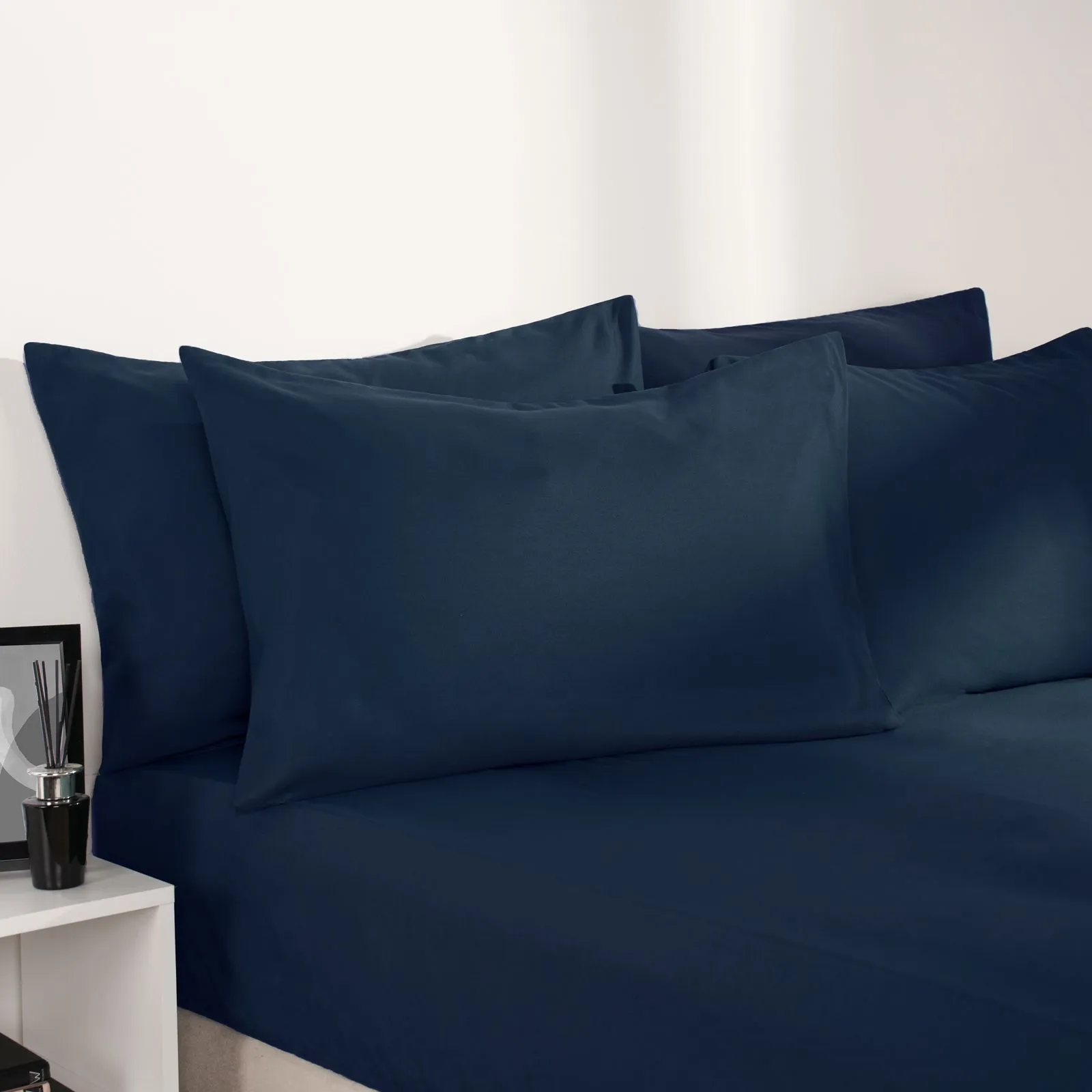 OHS Plain Dyed Non-Iron Fitted Bed Sheet in Navy | Size: Single Fitted