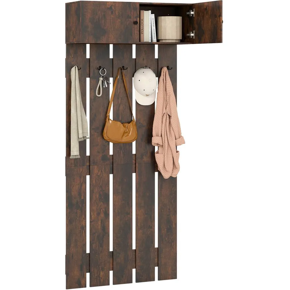Costway Entryway Wall Coat Rack Wall Mounted Coat Clothes Rack-Brown in Brown