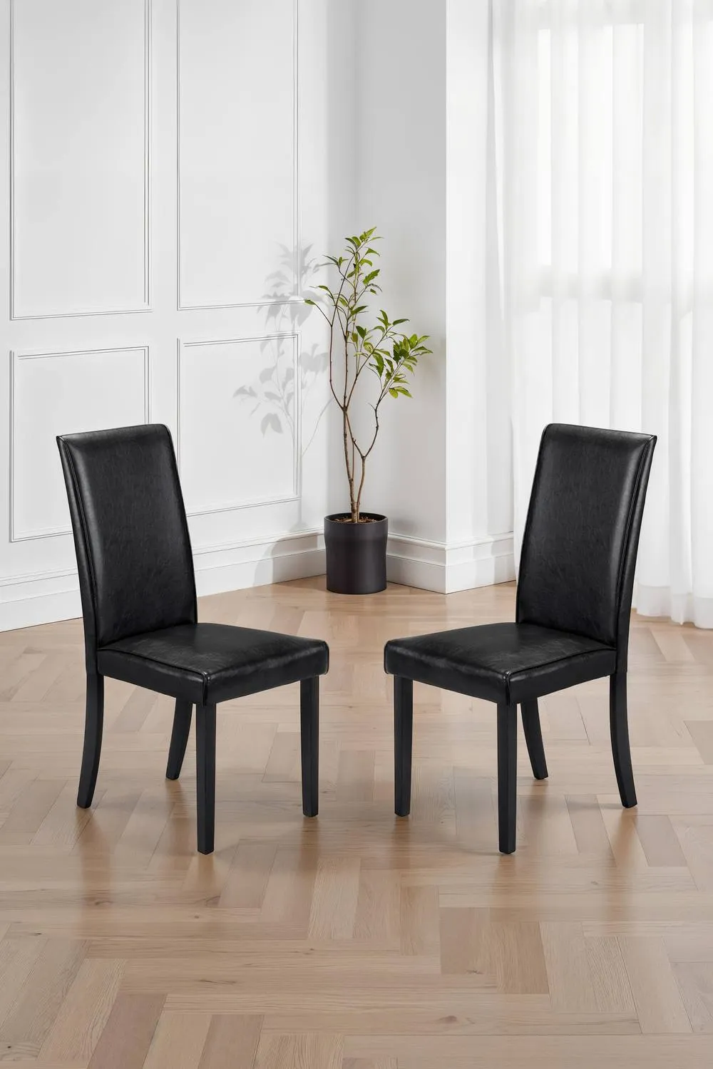 Julian Bowen Hudson High Back Upholstered Dining Chair (Set of 2) in Black