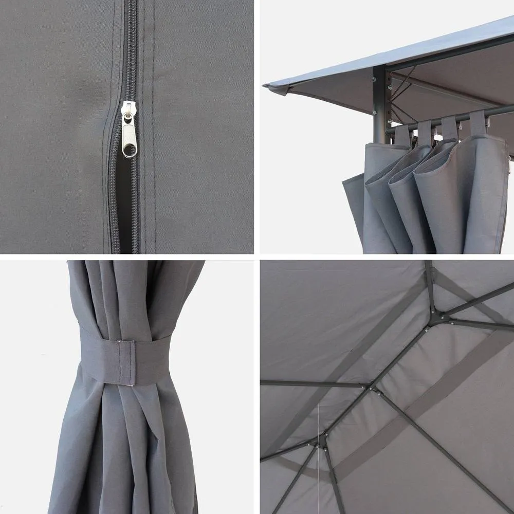 sweeek 3x4m Canopy Roof & Side Curtain Kit in Grey 2