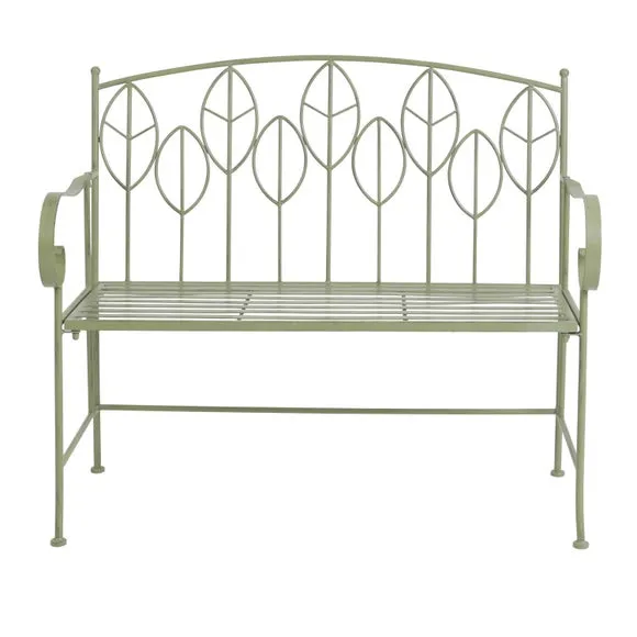 Rustic Leaf Metal Bench 5