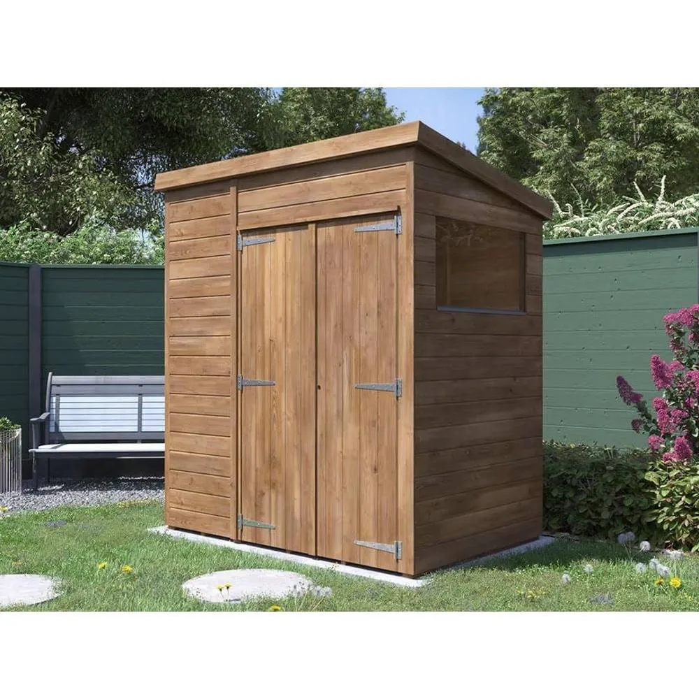 Dunster House Garden Shed 1.8 x 1.2m (6' x 4') 15mm Pent Window - Overlord Modular in Brown 2