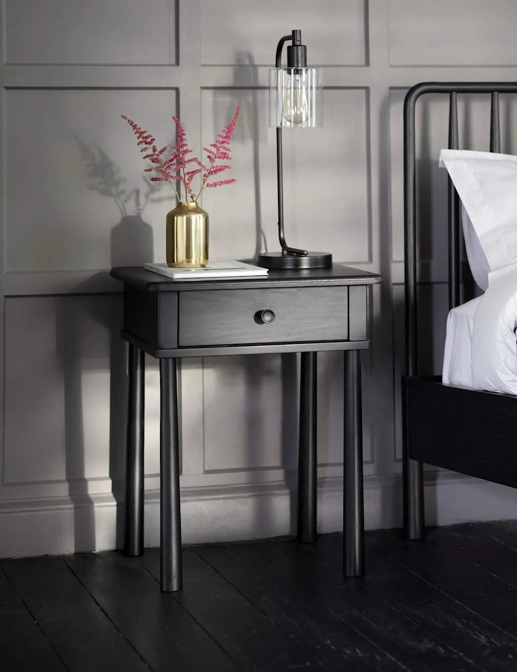 Gallery Direct Wycombe 1 Drawer Bedside Table Black