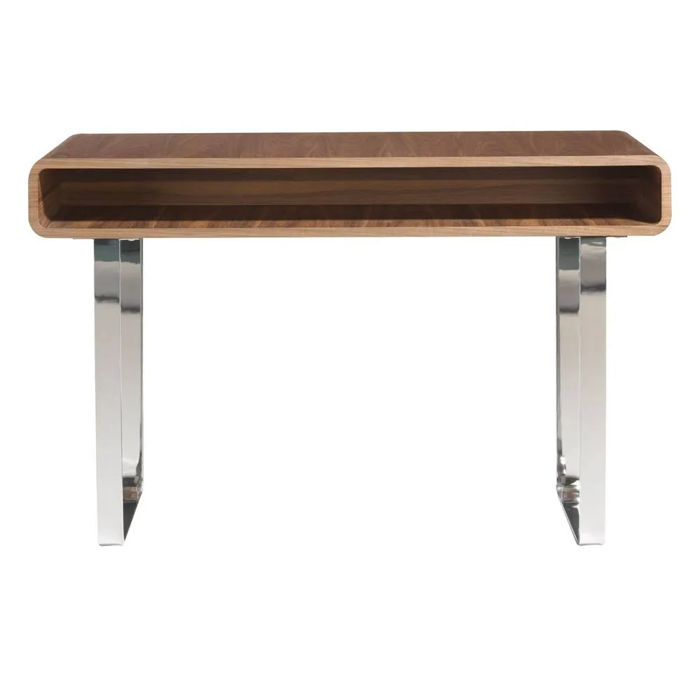 Angel Cerda Walnut Veneer Console Table with Chrome Legs in Brown 2