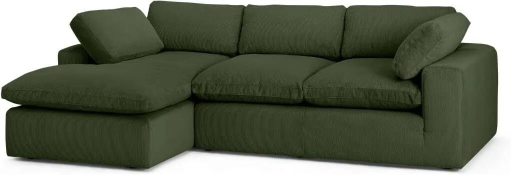 Samona Left Hand Facing Chaise End Sofa, Sage Corduroy Velvet
