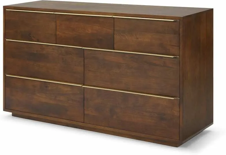Anderson Wide Chest of Drawers, Mango Wood & Brass