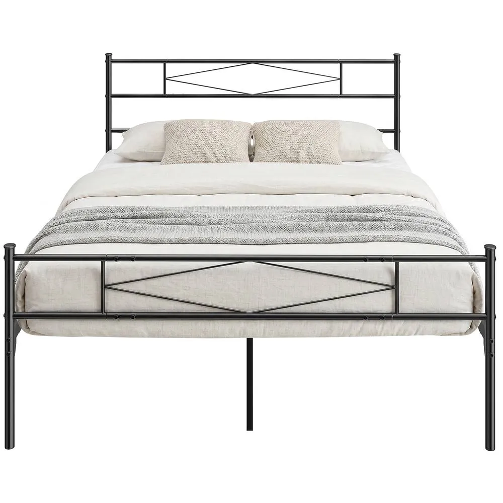HOMCOM 5ft King Bed Frame with Steel Slat Support, Noise-Free, Black 2