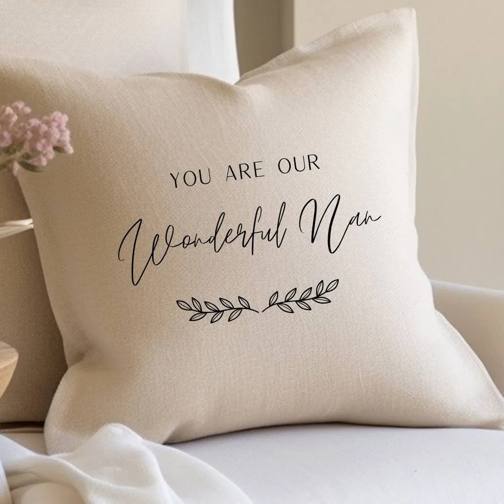Aye Do Gifts Personalised Wonderful Nan, Gran, Grandma Cushion in Cream