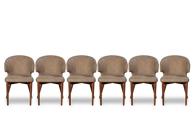 Pien Set of 6 Faux Leather Dining Chairs with Wooden Legs - In Time for Christmas