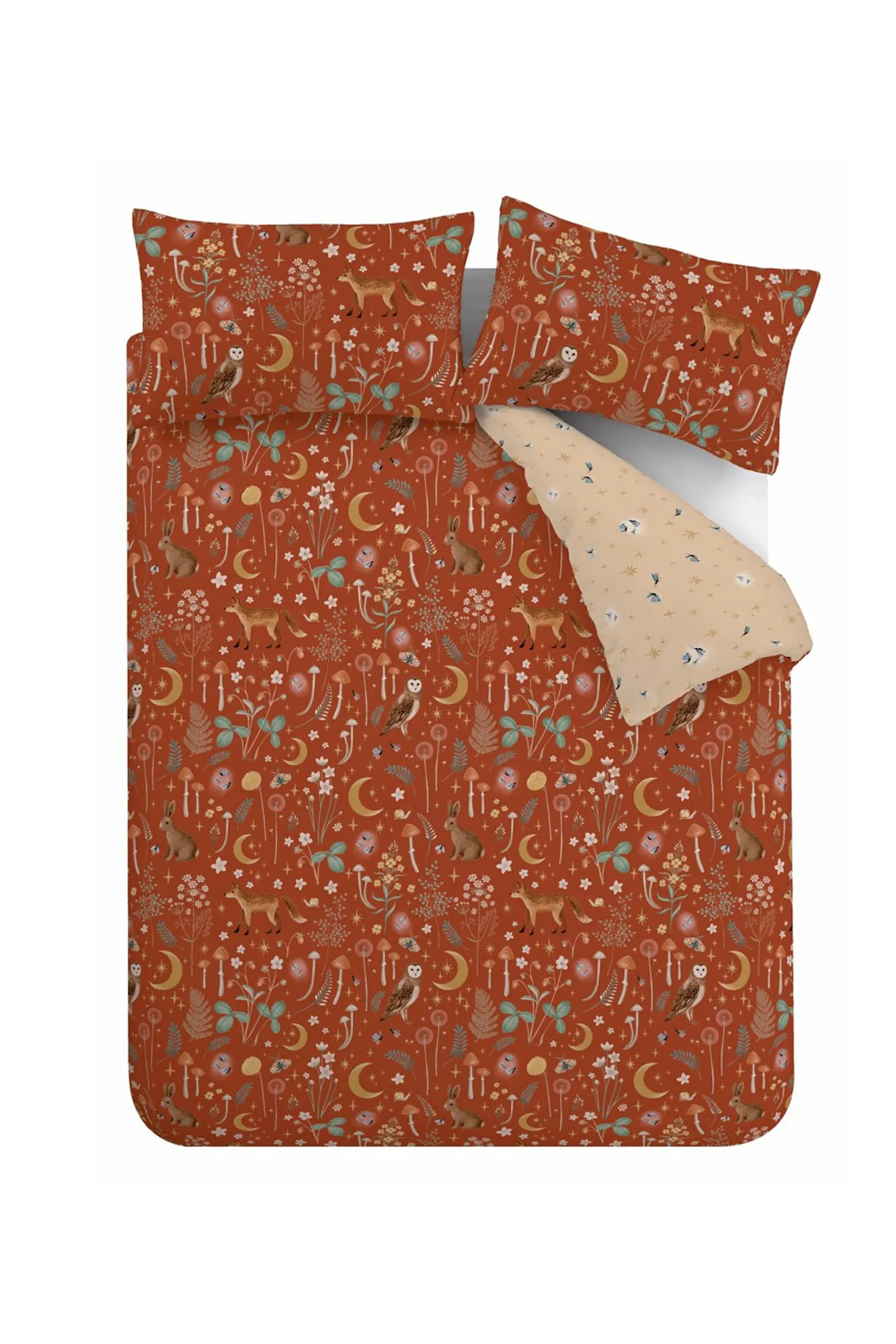 Catherine Lansfield 'Enchanted Twilight Animals' Reversible Duvet Cover Set in Burnt Orange 5