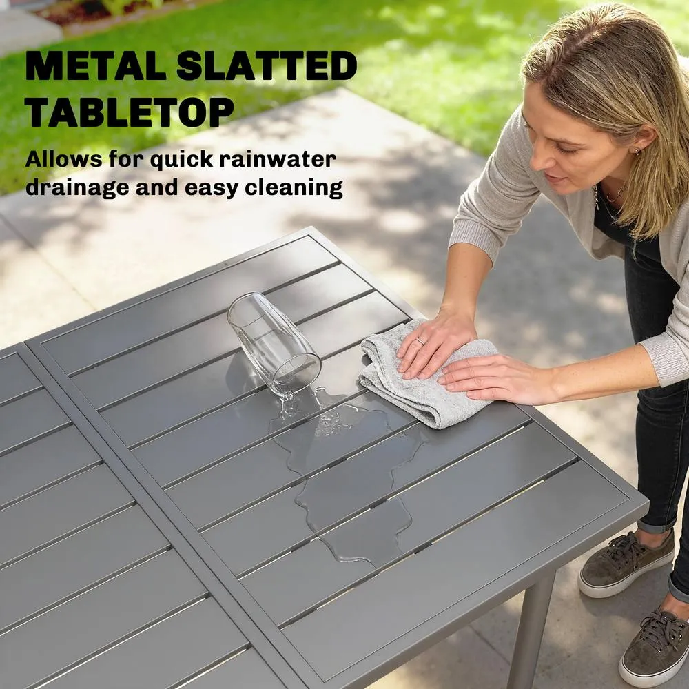 OUTSUNNY Garden Dining Table for 6 Person, 165 x 80 cm in Dark Grey 5