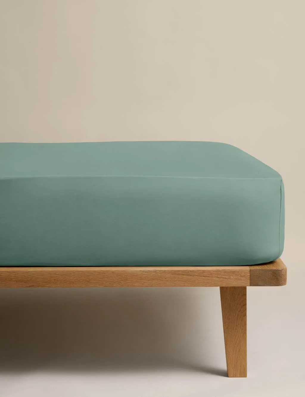 M&S Egyptian Cotton 230 Thread Count Crisp Fitted Sheet Smokey Green