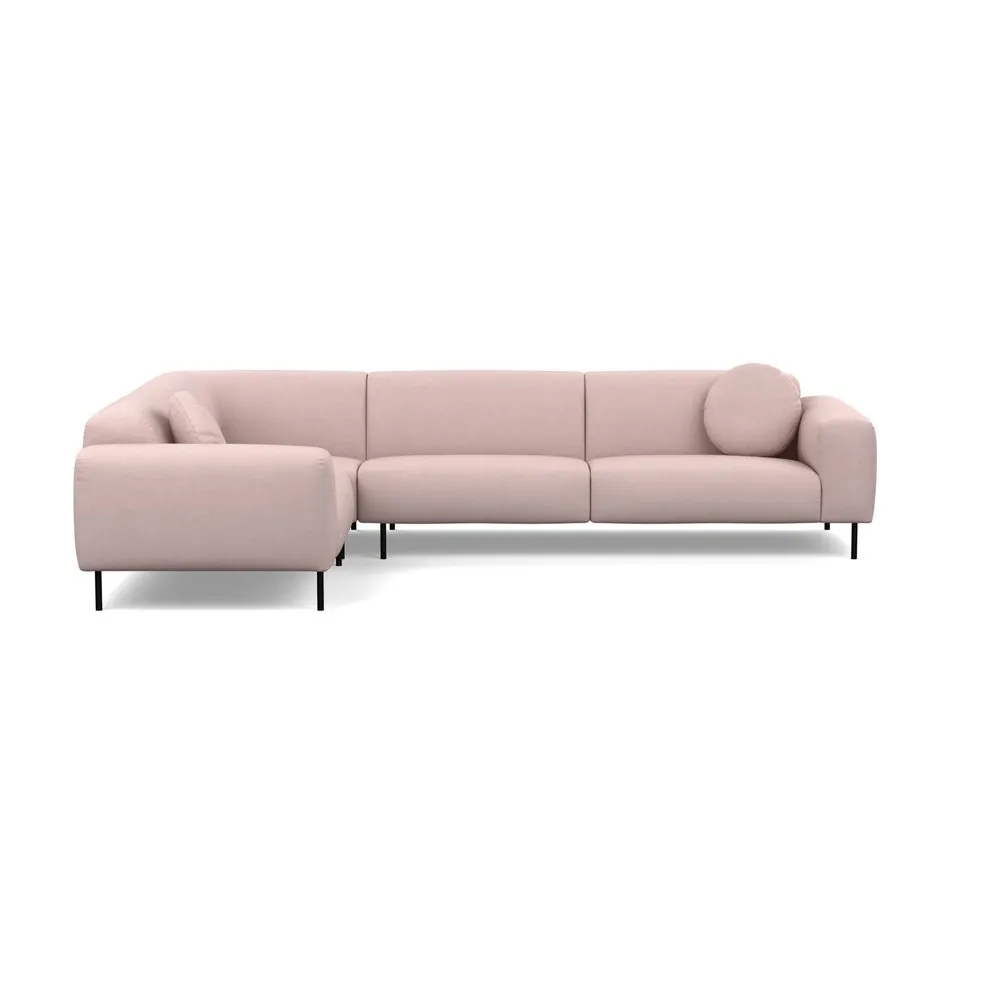 Heal's Luna Medium Left Hand Facing Corner Sofa Siena Cotton Dusky Pink Black