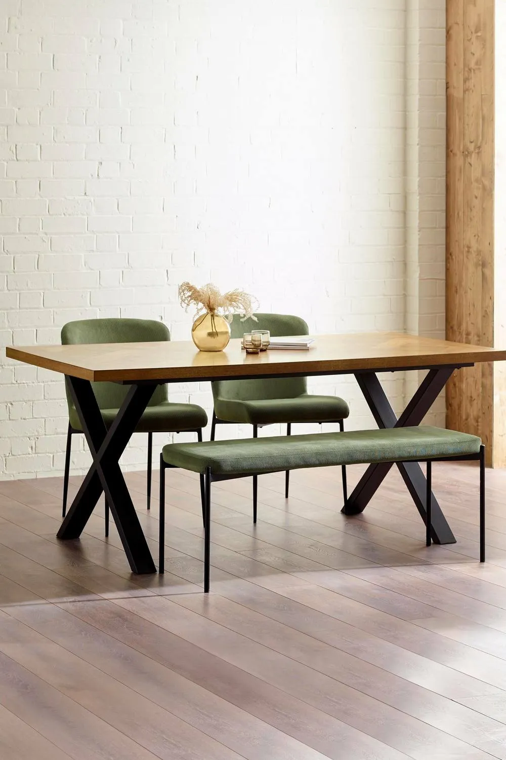 Julian Bowen Leonie 2 Seater Upholstered Dining Bench in Green 3