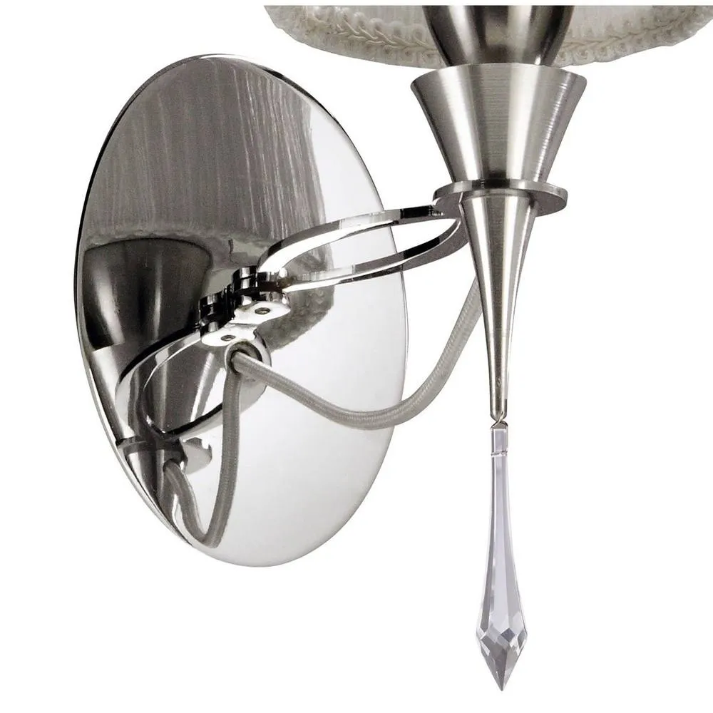 Netlighting Lucca Wall Lamp Switched E27 Chrome White Shade & Crystal in Silver 4