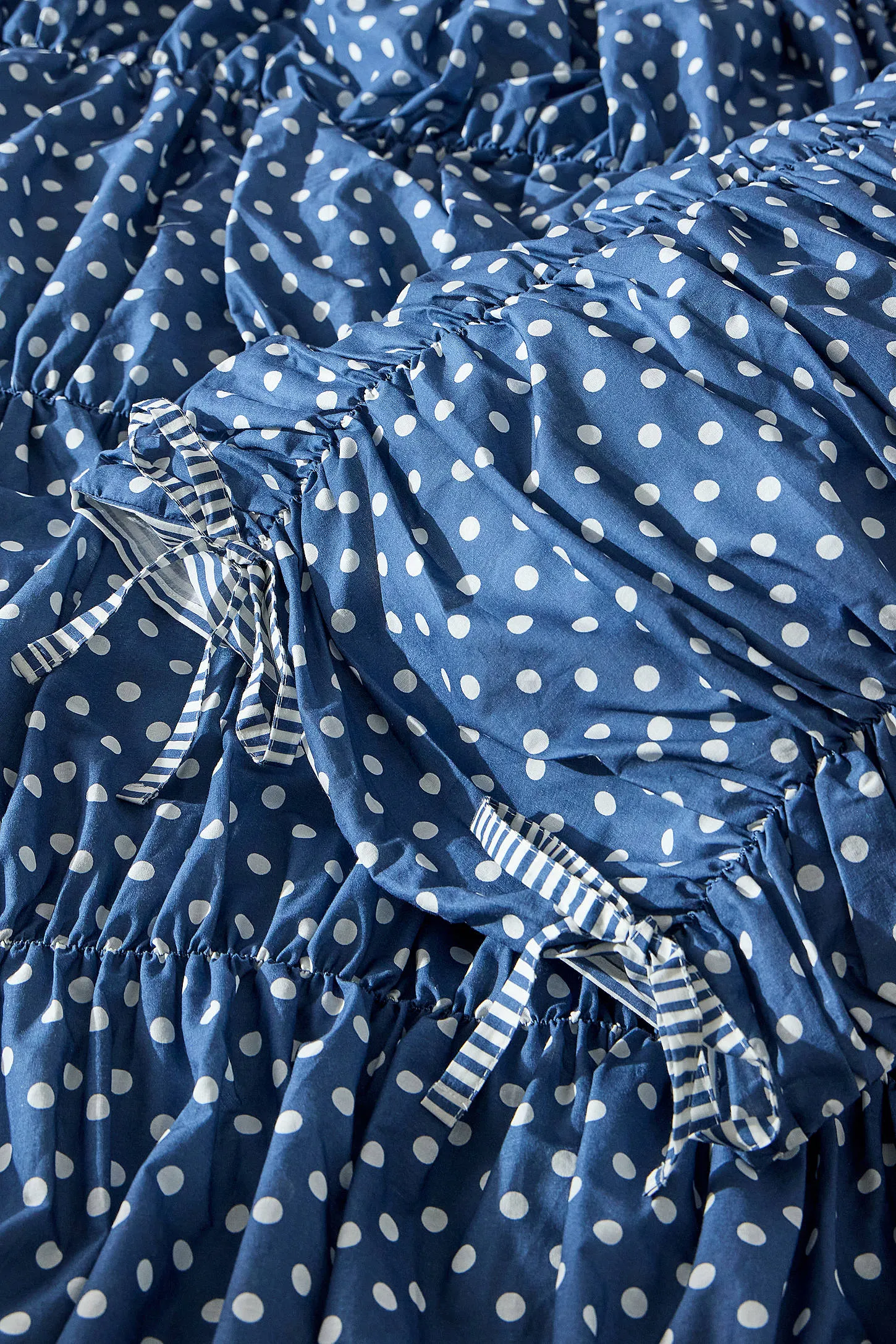 Polka Dot Cinched Duvet Set - Dark Blue 4