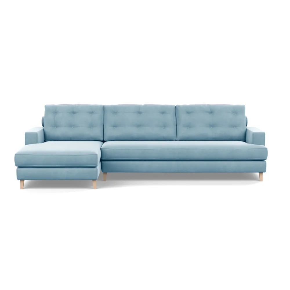 Heal's Mistral Left Hand Facing Corner Sofa Varese Velvet Sky Natural Feet