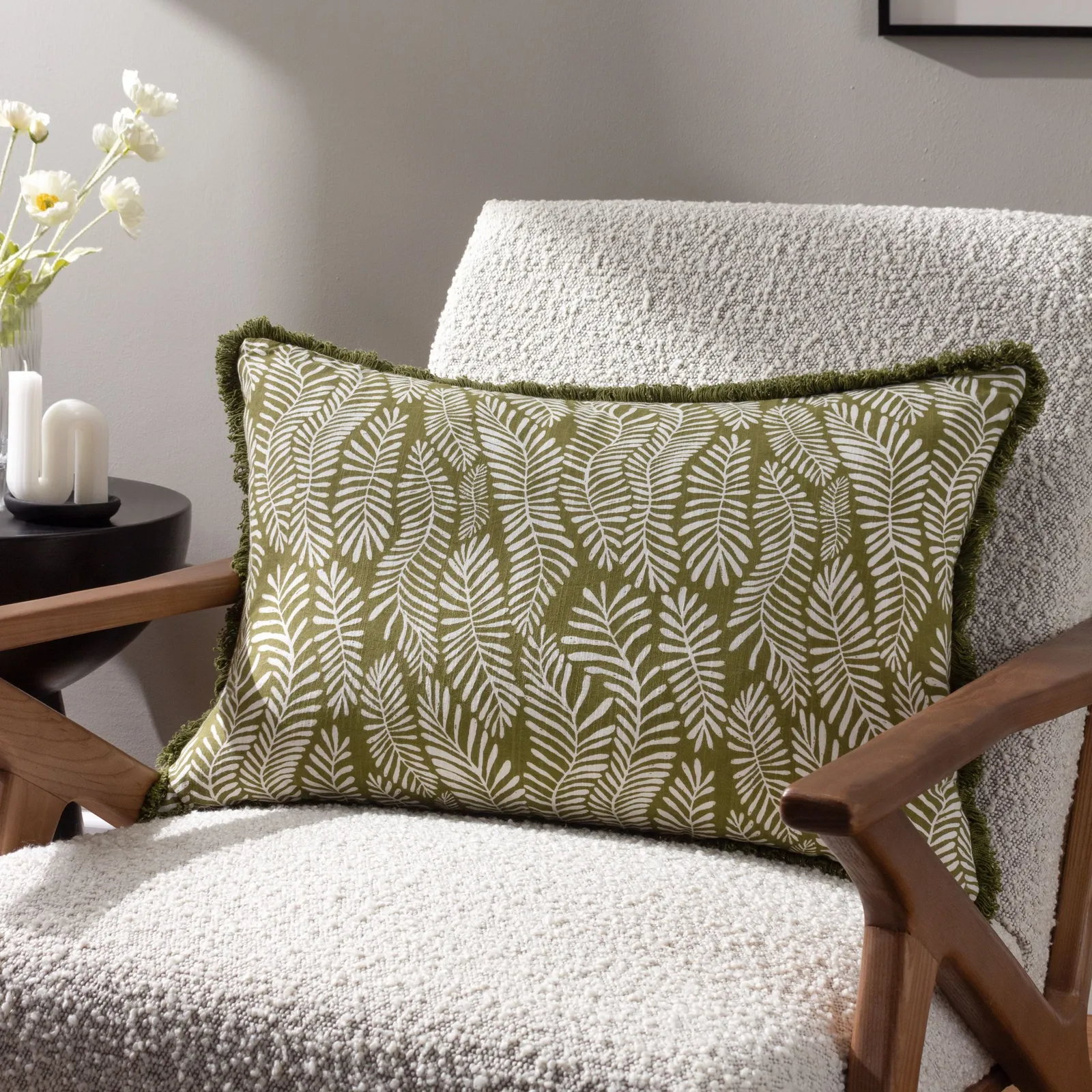 HOEM Frond Abstract Cushion in Olive