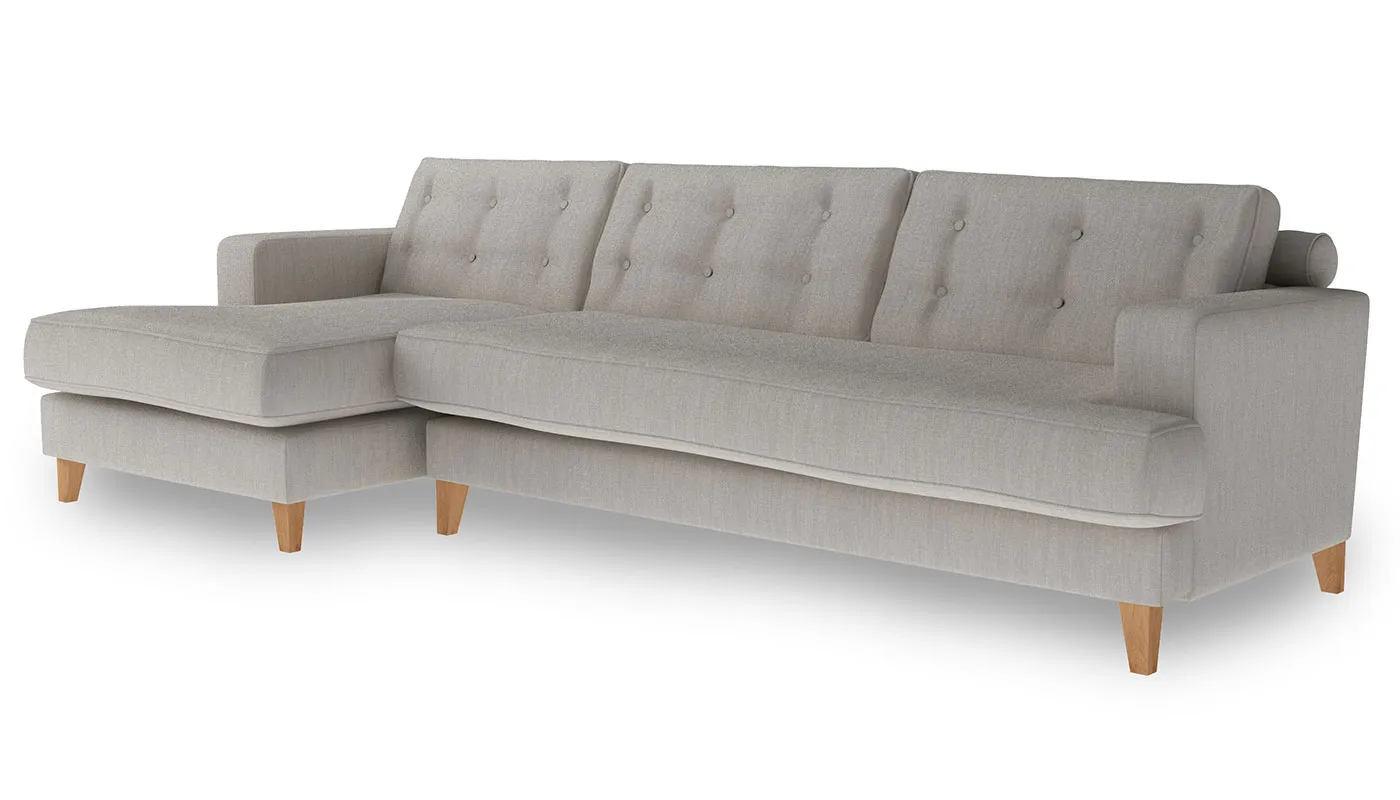 Heal's Mistral Left Hand Corner Sofa Broad Weave Tin Natural Feet