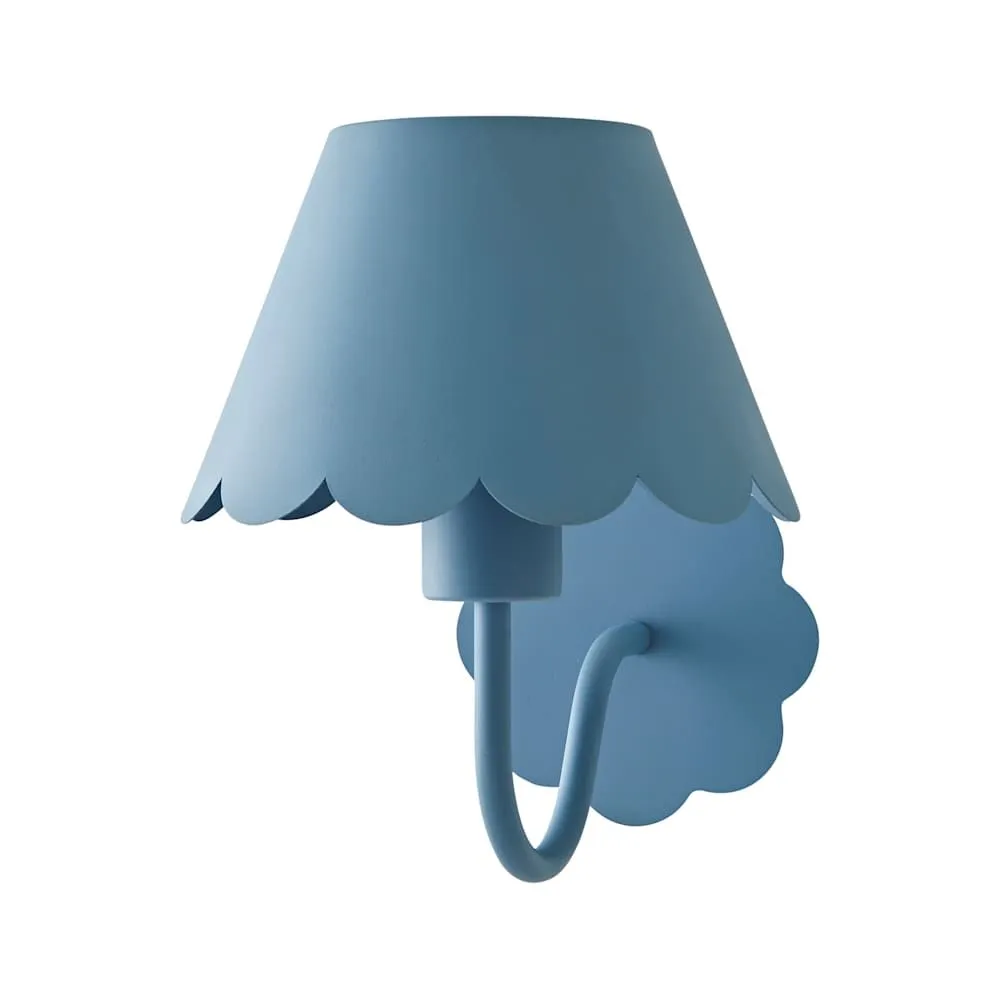 ValueLights Hattie Rechargeable Metal Scalloped Edge Wall Light in Mid Blue 3