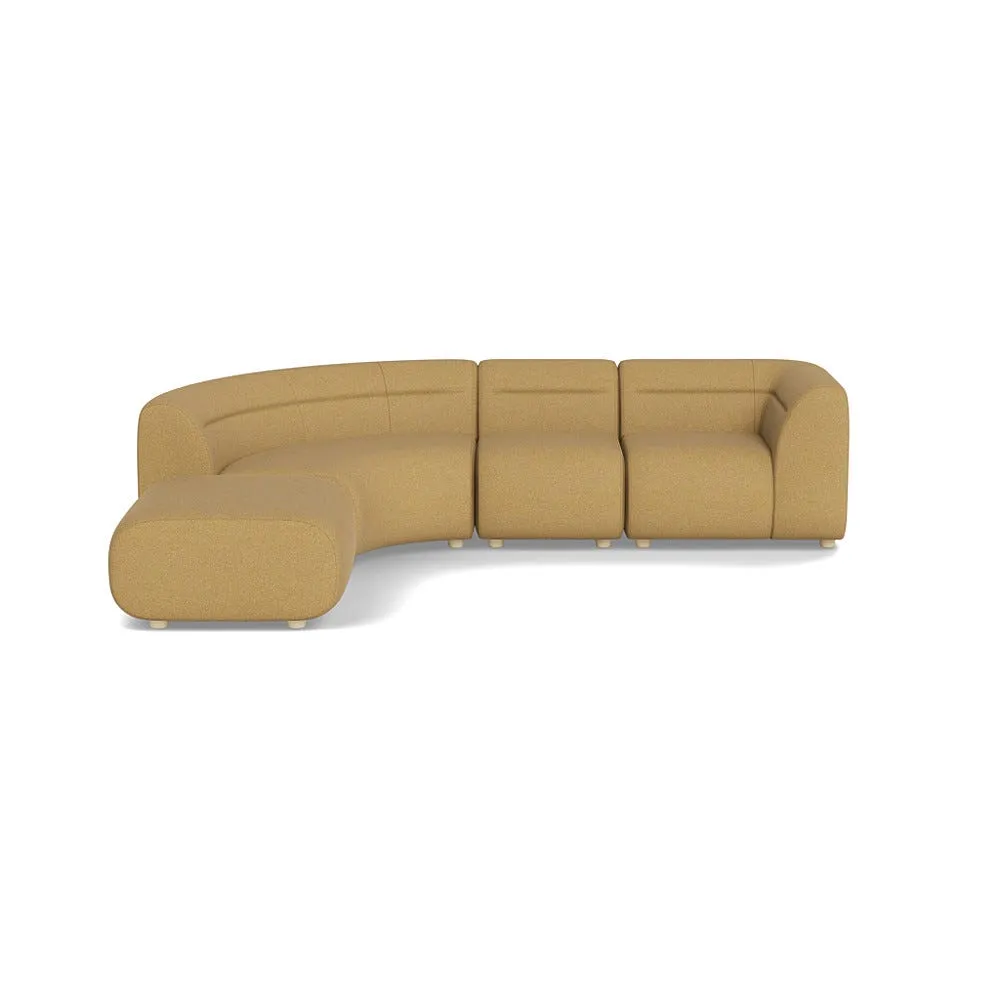 Heal's Lilli Left Hand Facing Curved Corner Sofa Boucle Tweed Citrine Natural Beech Feet 1
