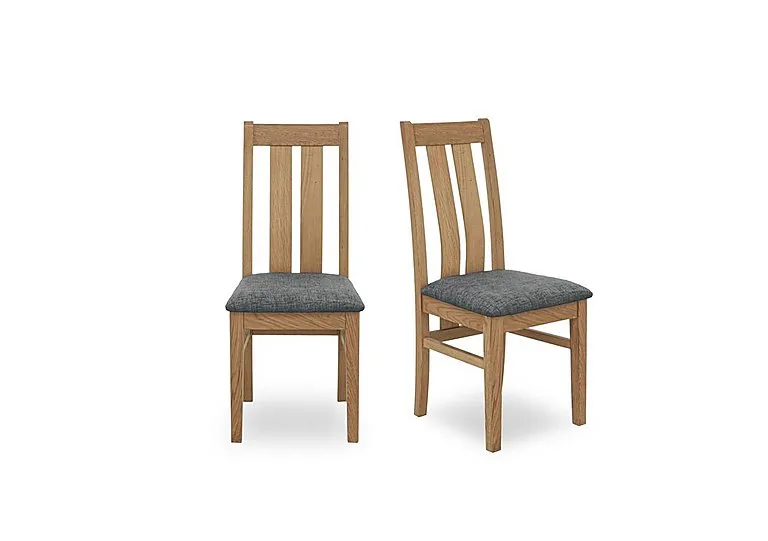 Augusta Pair of Wooden Slatted Back Dining Chairs - Anthracite