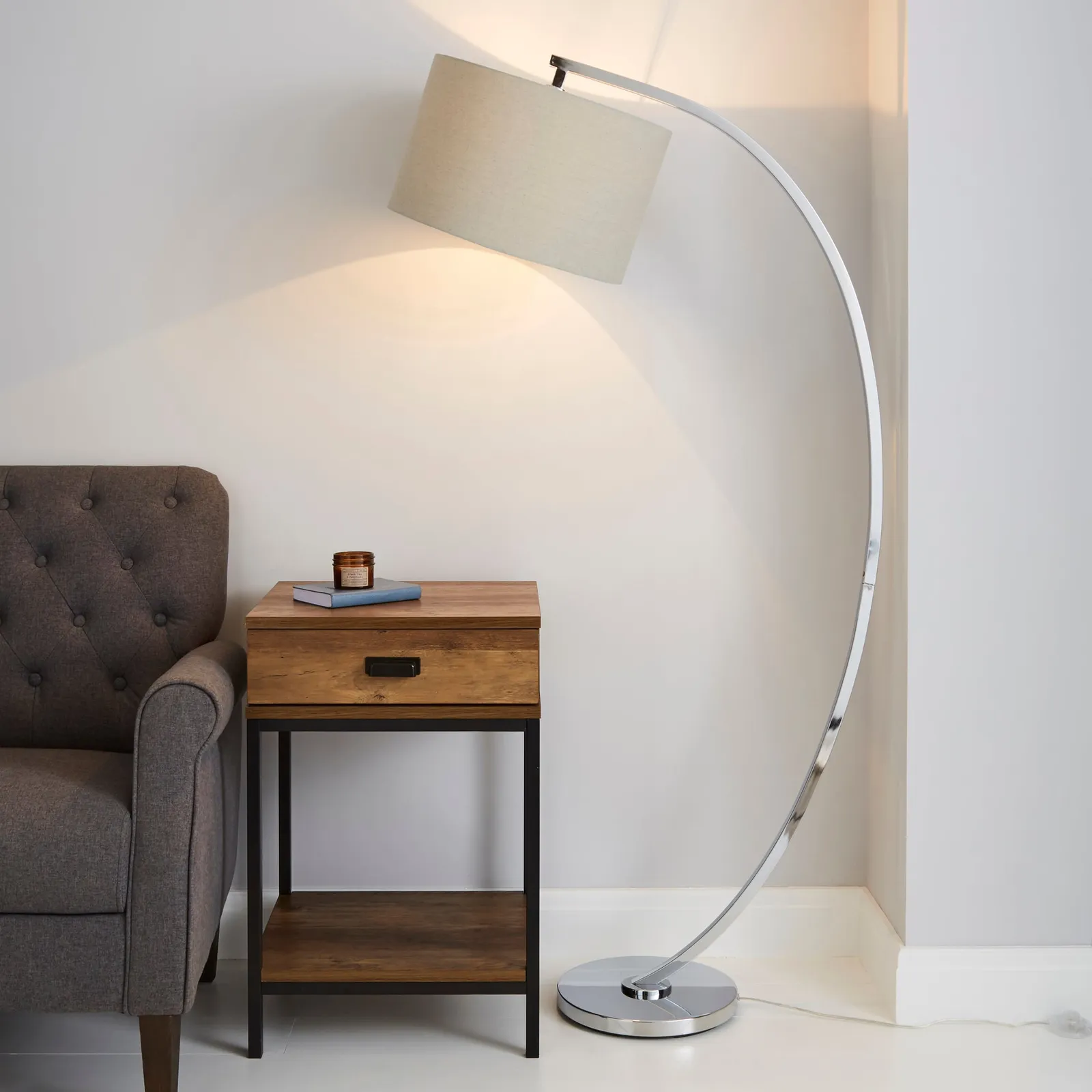 Meson Chrome Floor Lamp Grey