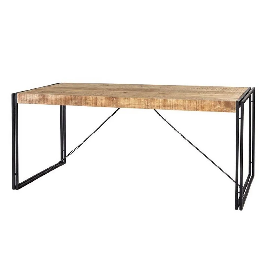 Indian Hub Cosmo Industrial Dining Table - Large - L90 x W150 x H78 cm in Brown