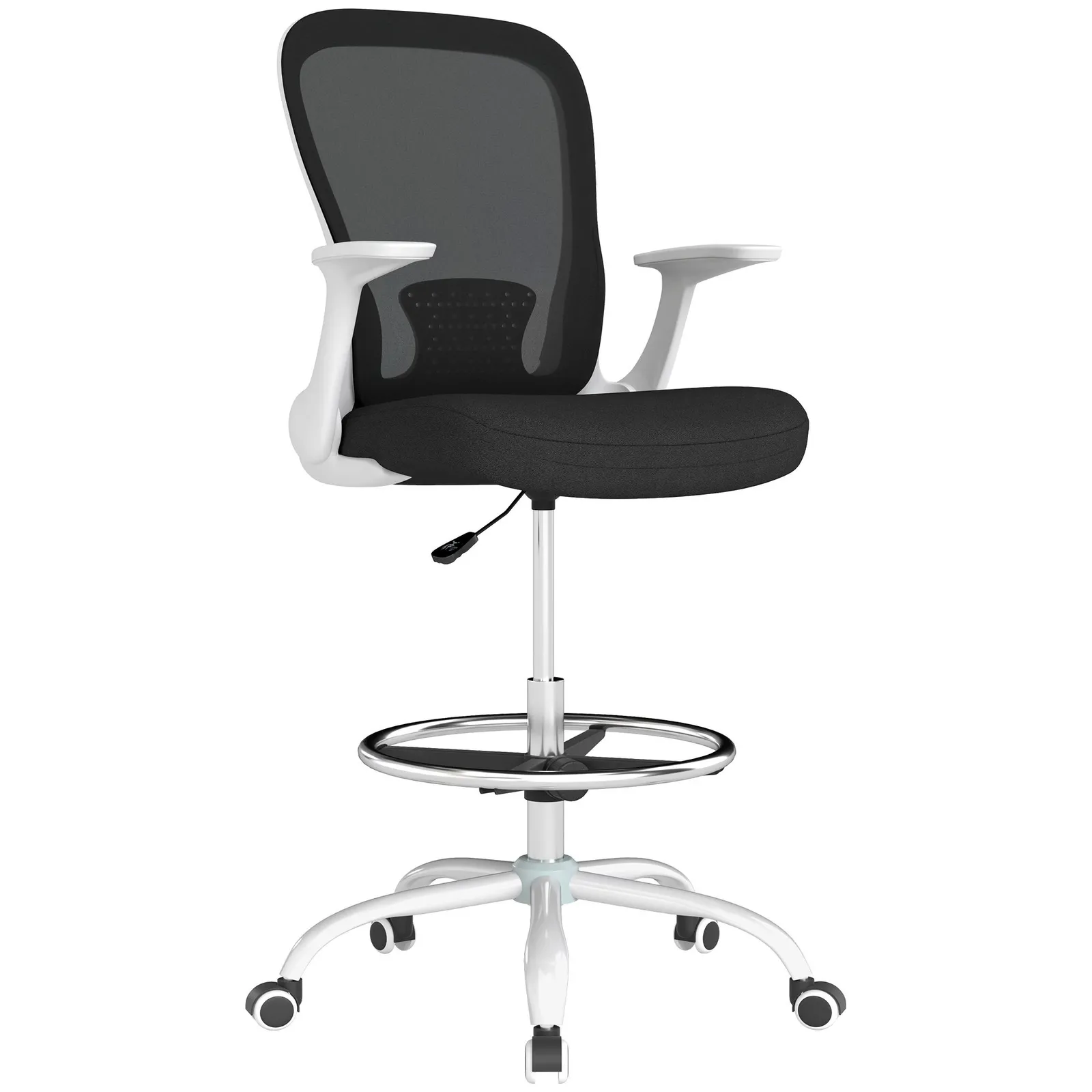HOMCOM Mesh Draughtsman Chair, Ergonomic Drafting Chair in Black 2