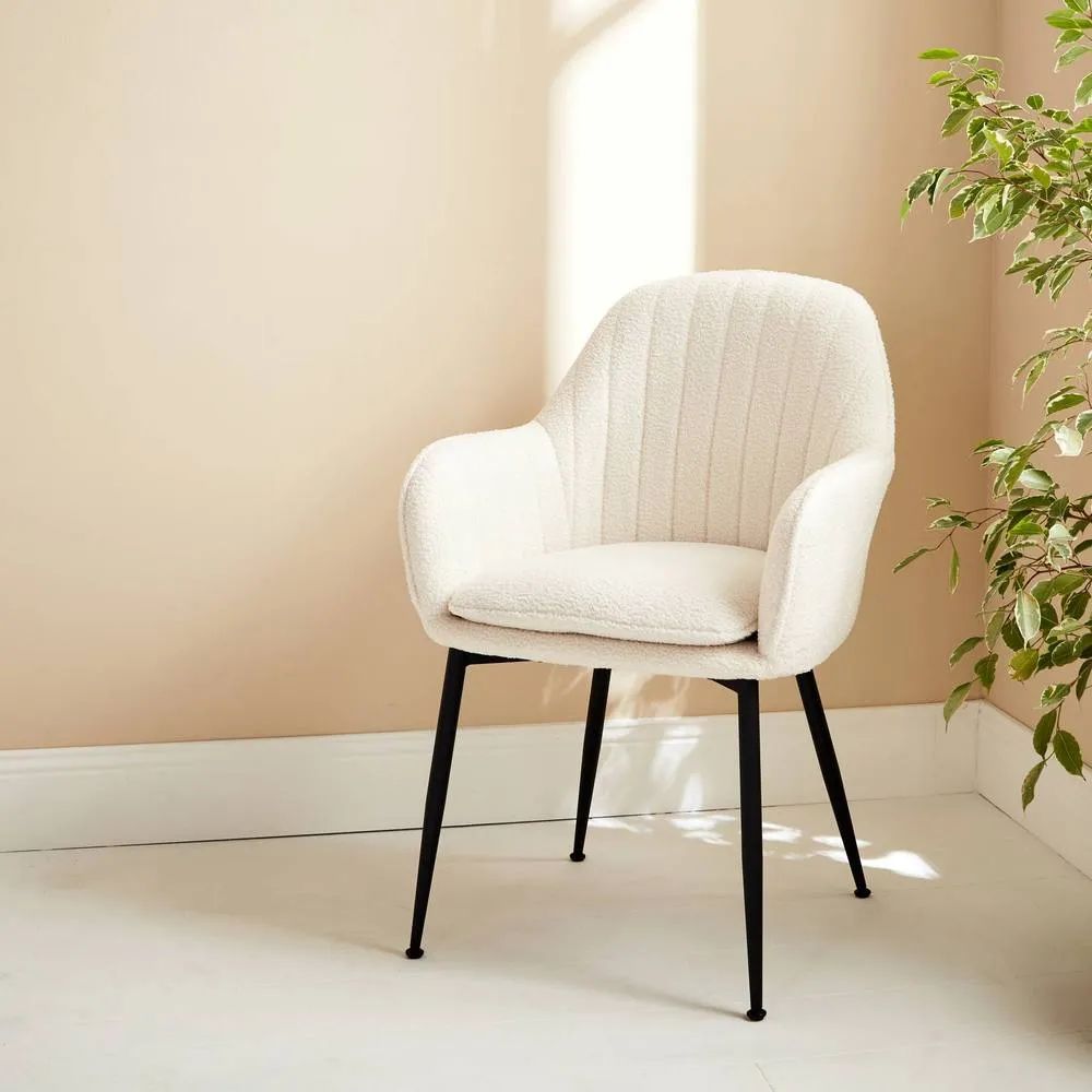 sweeek Boucle fabric accent chair with metal legs in Off-White 3