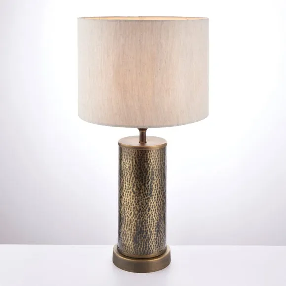 Endon Collection Indara 1 Light Table Lamp Aged Bronze Aged Hammered Bronze Plate E27, Brown