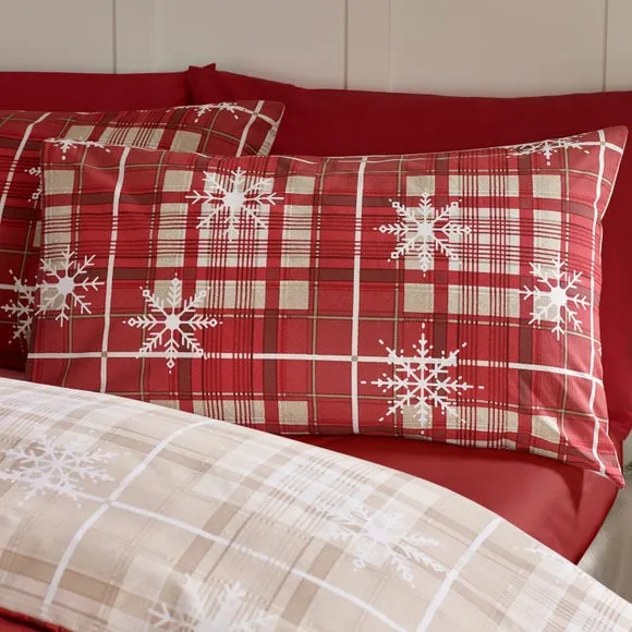 Catherine Lansfield Christmas Scandi Check Polycotton Duvet Cover & Pillowcase Set 4