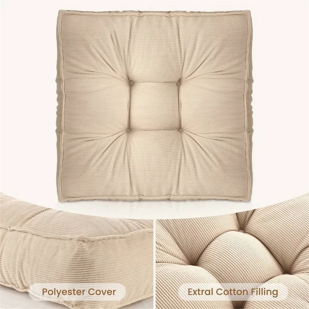 NESTLUNE Beige Thick Cotton Seat Cushion For Garden Dining
