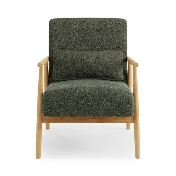 Alpine Boucle Spindle Wooden Arm Accent Chair 6