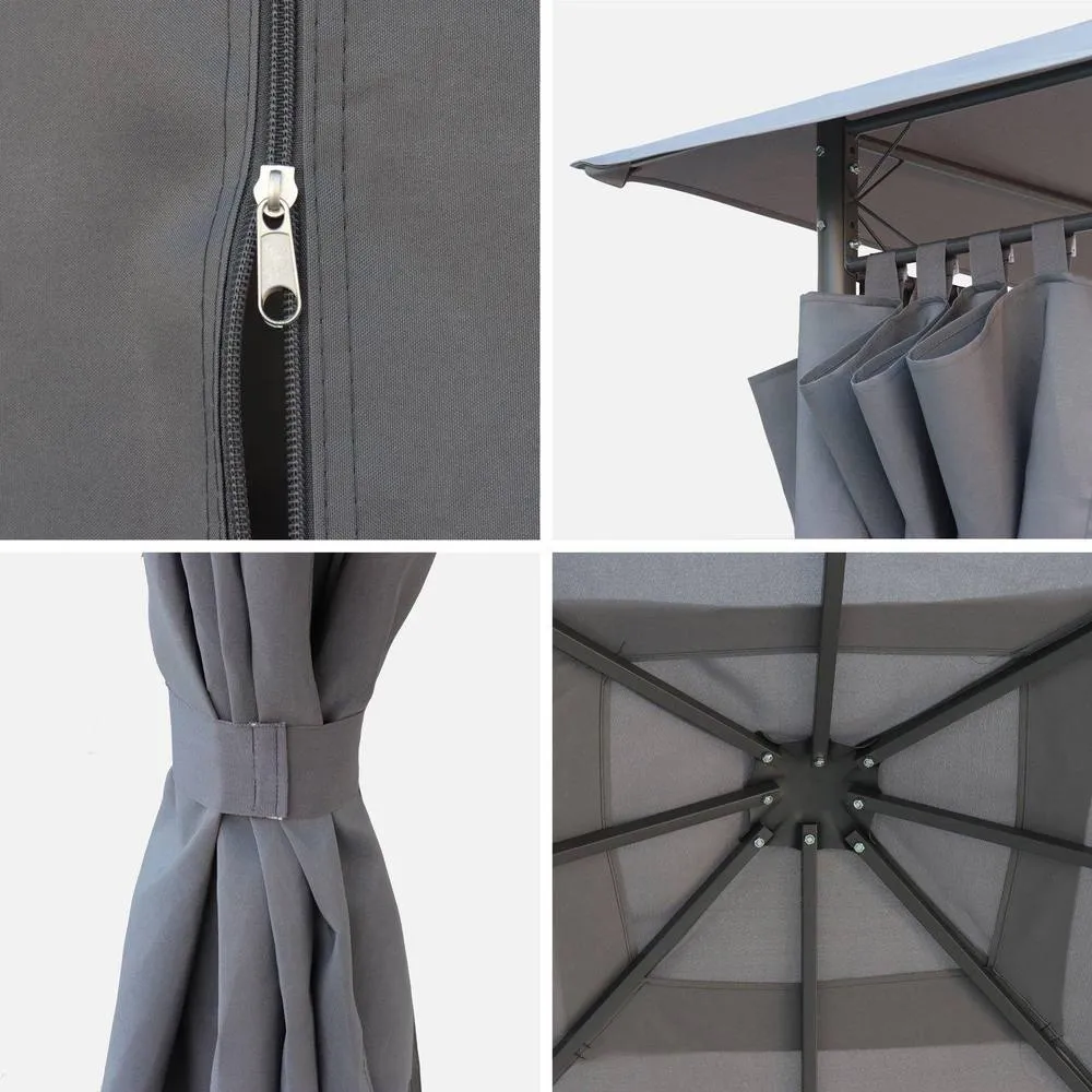 sweeek Heavy Duty 3x3m Gazebo With Curtains in Grey 4