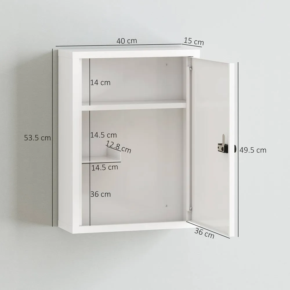 HOMCOM Wall Mount Medicine Cabinet with Combination Lock, White 3