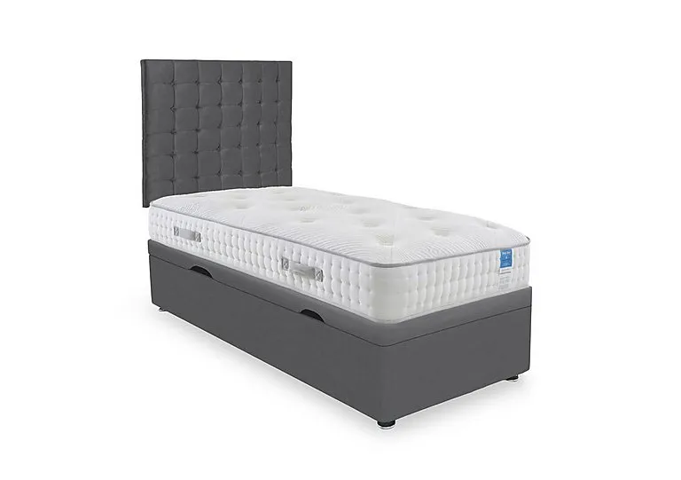 Ergo Deluxe Side Lift Ottoman Divan Set - Small Single - Plush Dark Grey